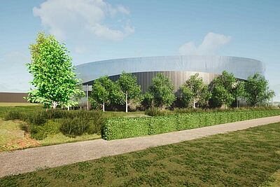 Vélodrome : vue de la voie d’accès sud - Agrandir l'image (fenêtre modale)