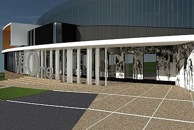 Vélodrome : rez-de-chaussée, le niveau du parvis et de l’entrée - Agrandir l'image (fenêtre modale)