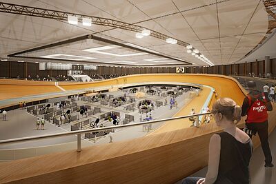 Vélodrome : la piste bois - Agrandir l'image (fenêtre modale)